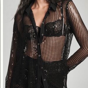 Anthropologie Pilcro Long Sleeve Chain Mail Buttondown Blouse